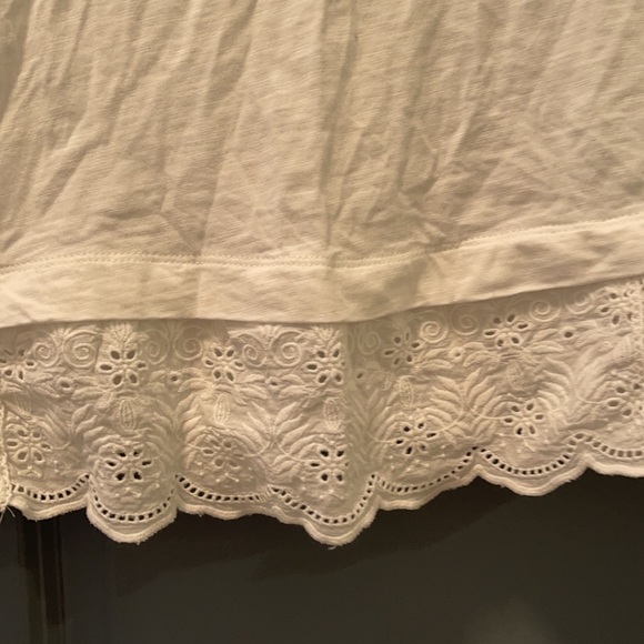 Democracy white lace pattern cotton short sleeve shirt medium - Picture 2 of 4